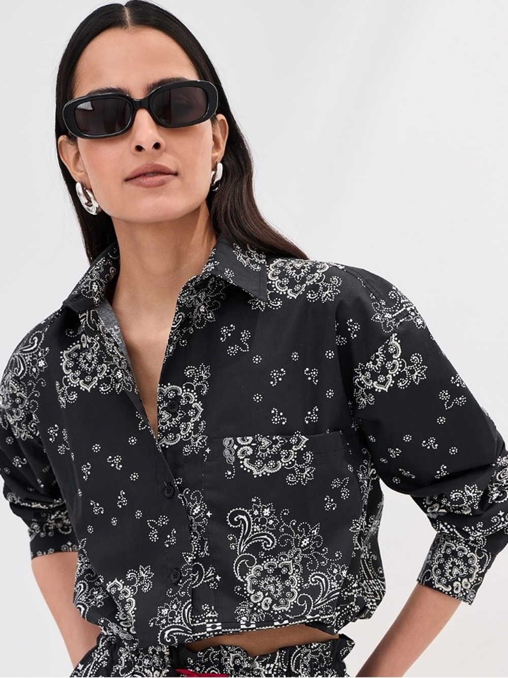 LEBOP Wylie Button Down XS Shirt In Black Bandana